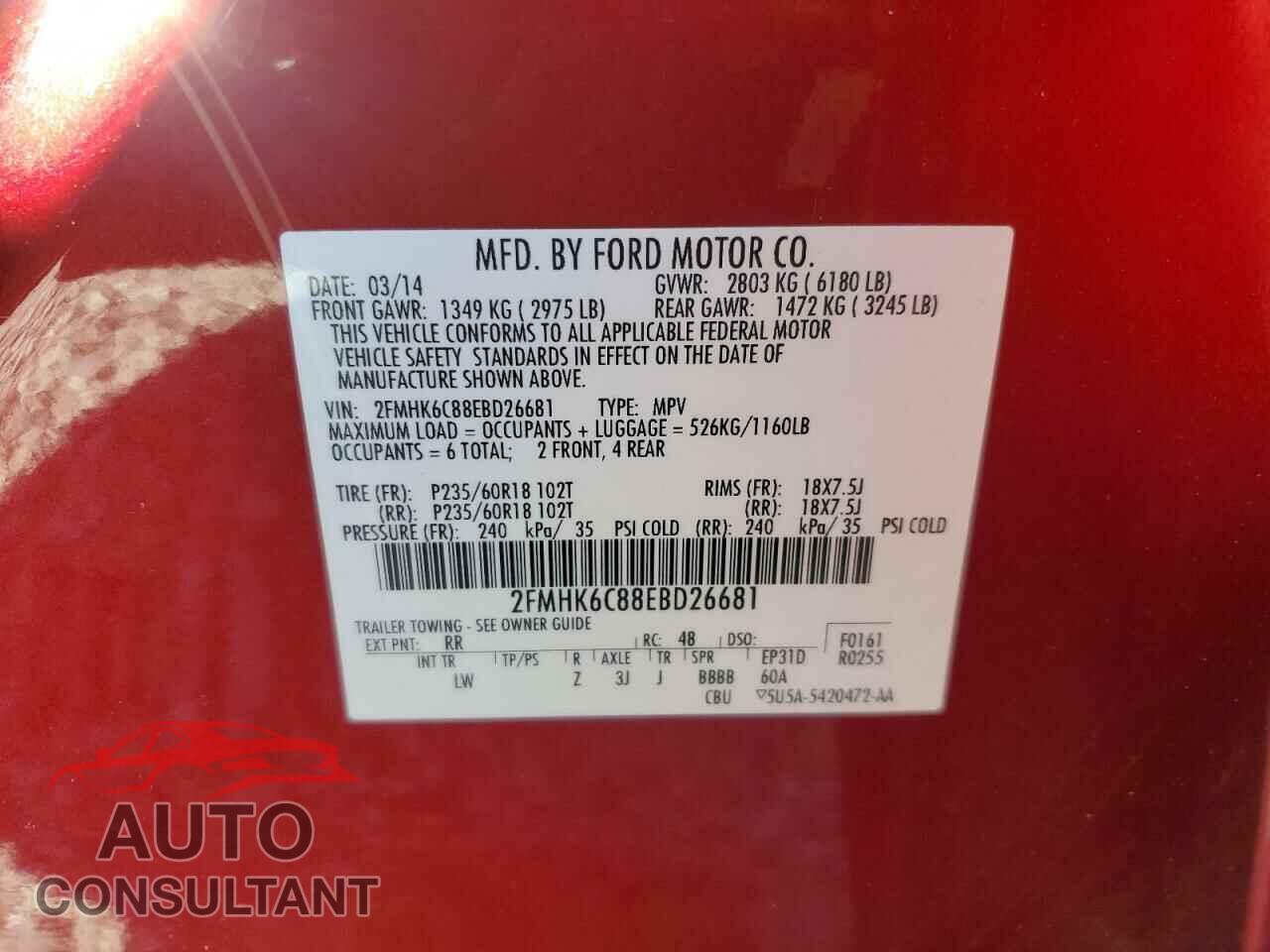 FORD FLEX 2014 - 2FMHK6C88EBD26681