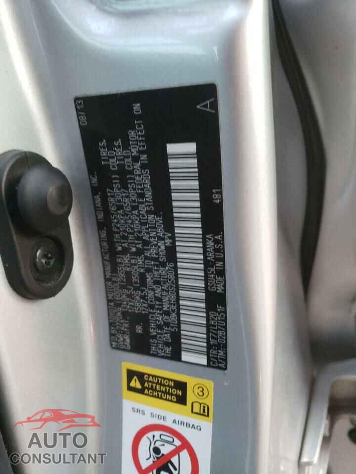 TOYOTA HIGHLANDER 2013 - 5TDBK3EH8DS258076