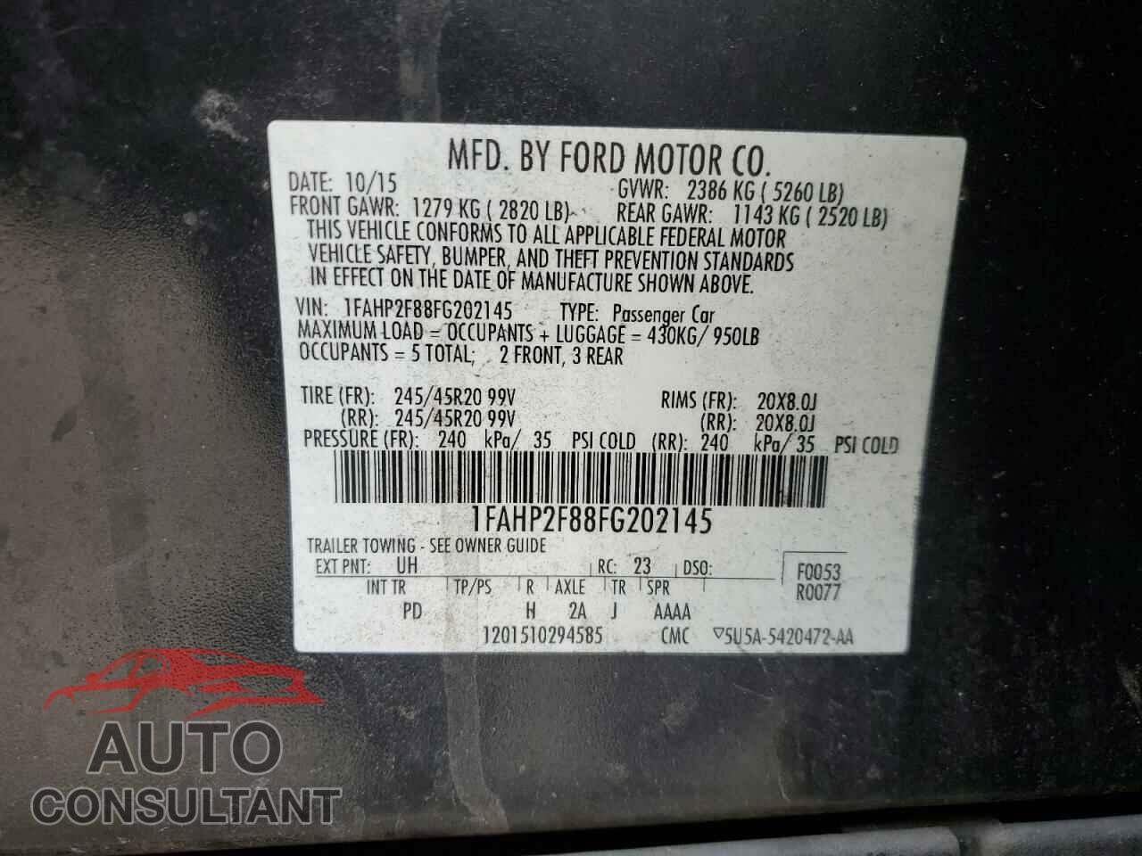 FORD TAURUS 2015 - 1FAHP2F88FG202145