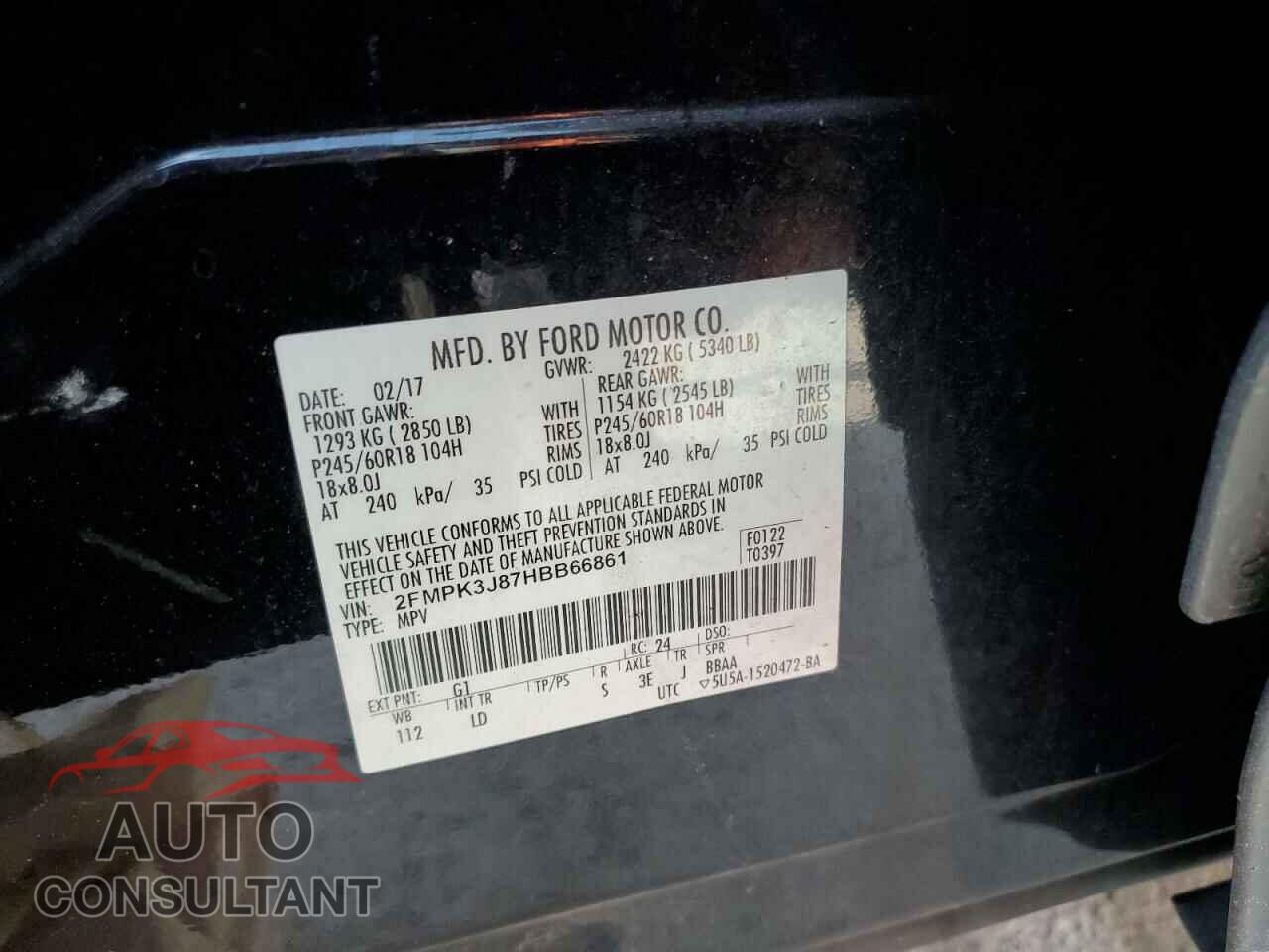 FORD EDGE 2017 - 2FMPK3J87HBB66861