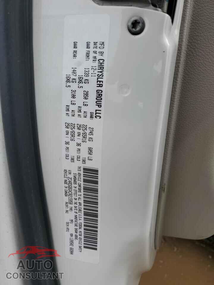 DODGE CARAVAN 2012 - 2C4RDGBGXCR215958