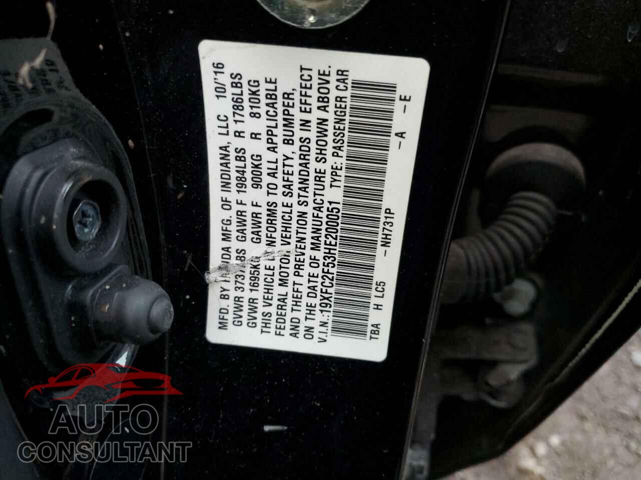 HONDA CIVIC 2017 - 19XFC2F53HE200051