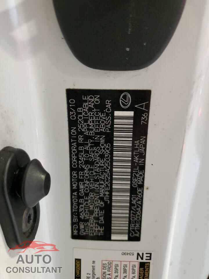 LEXUS IS 2010 - JTHFE2C25A2503905