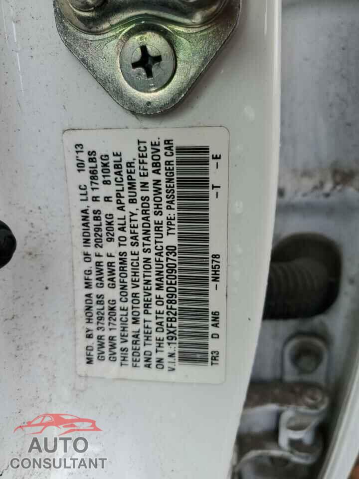 HONDA CIVIC 2013 - 19XFB2F89DE090730