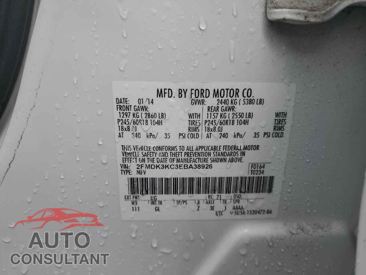 FORD EDGE 2014 - 2FMDK3KC3EBA38926