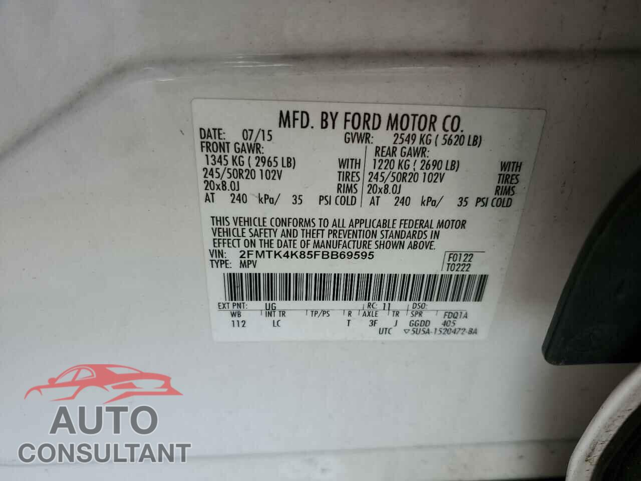 FORD EDGE 2015 - 2FMTK4K85FBB69595