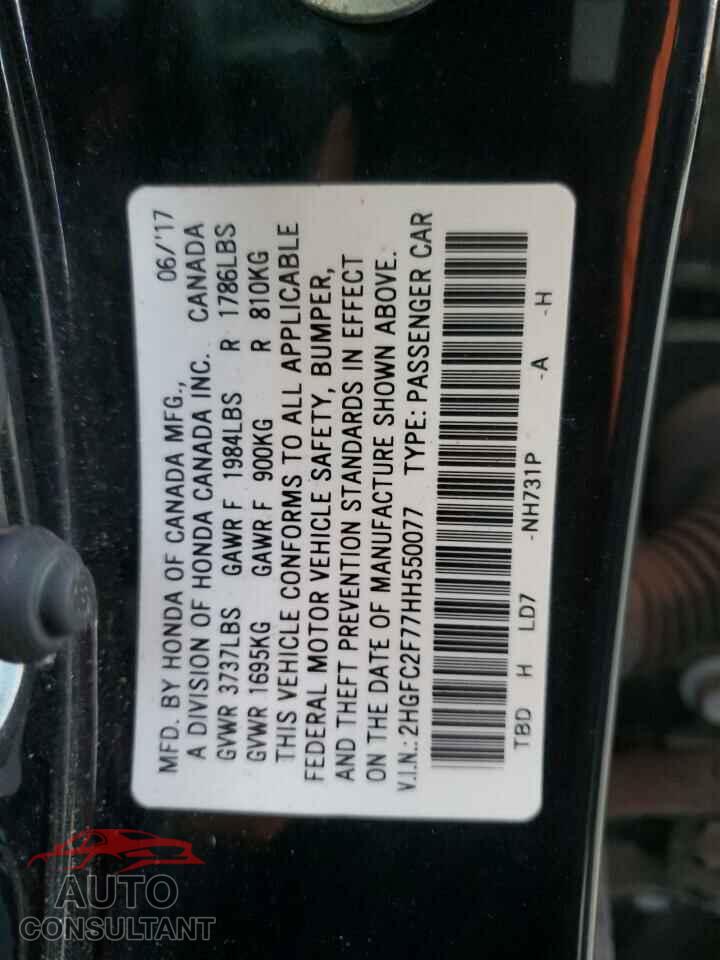 HONDA CIVIC 2017 - 2HGFC2F77HH550077