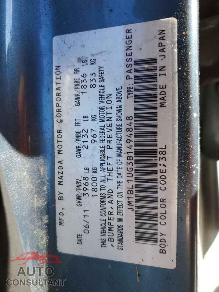 MAZDA 3 2011 - JM1BL1UG3B1494848