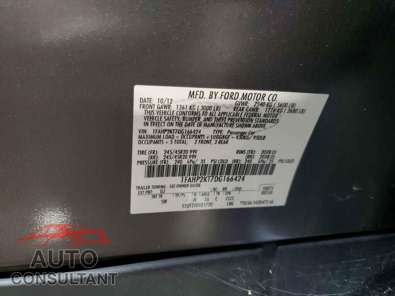 FORD TAURUS 2013 - 1FAHP2KT7DG166424
