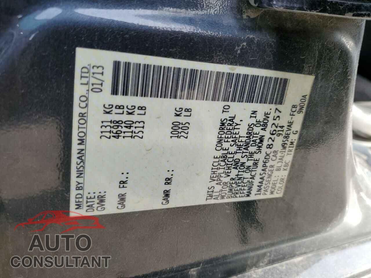NISSAN MAXIMA 2013 - 1N4AA5AP6DC826257