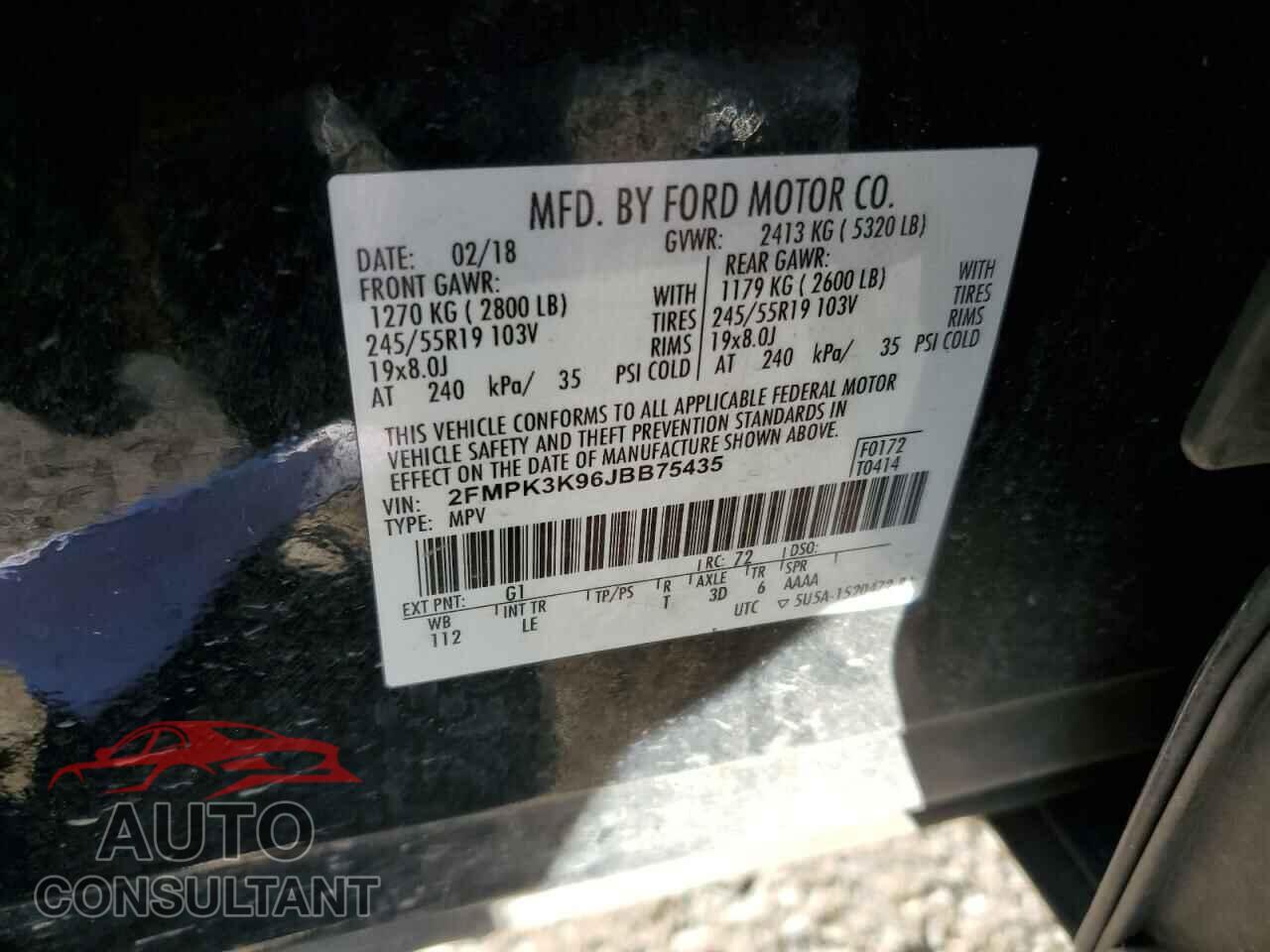 FORD EDGE 2018 - 2FMPK3K96JBB75435