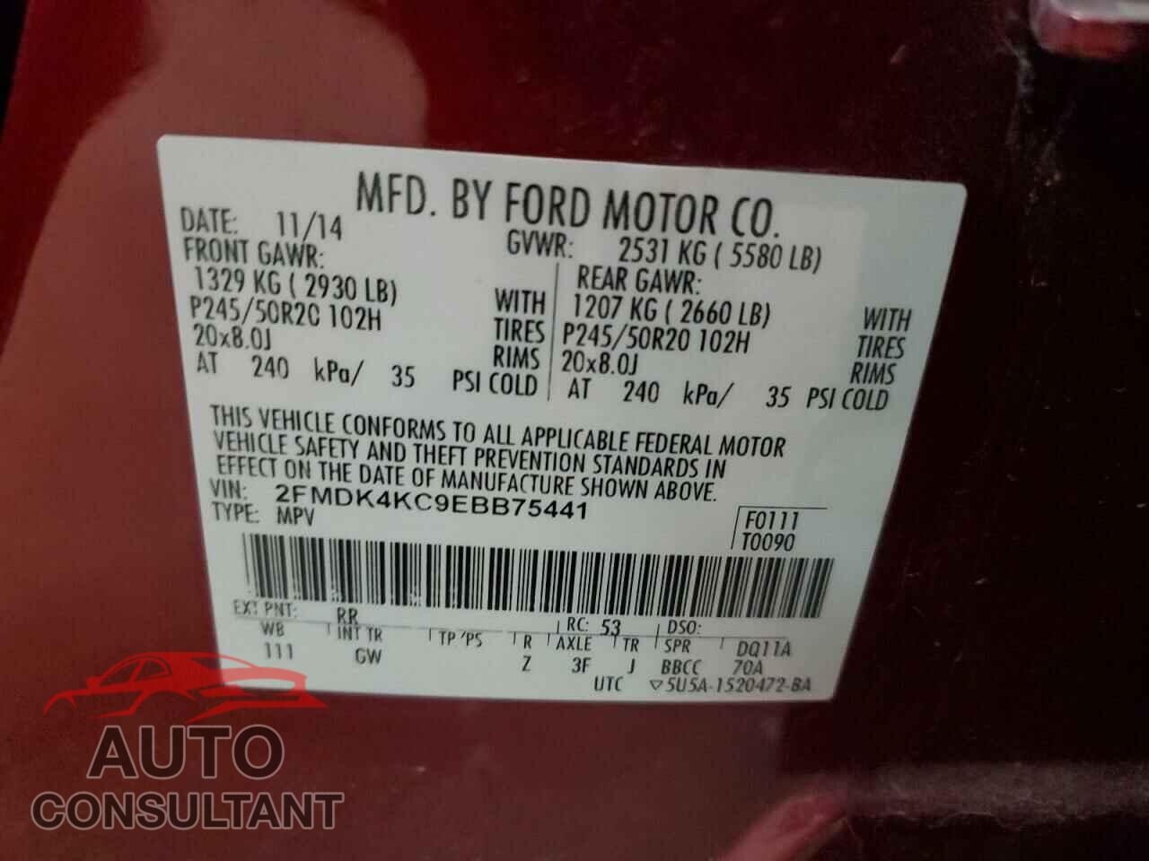 FORD EDGE 2014 - 2FMDK4KC9EBB75441