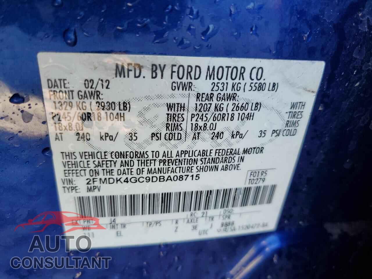 FORD EDGE 2013 - 2FMDK4GC9DBA08715