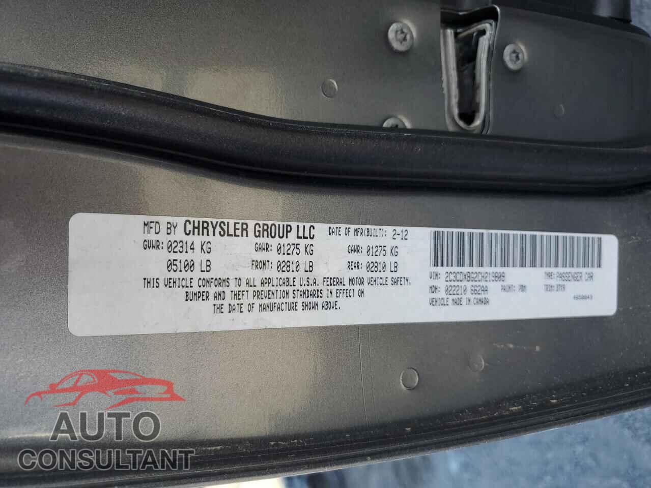 DODGE CHARGER 2012 - 2C3CDXBG2CH219809