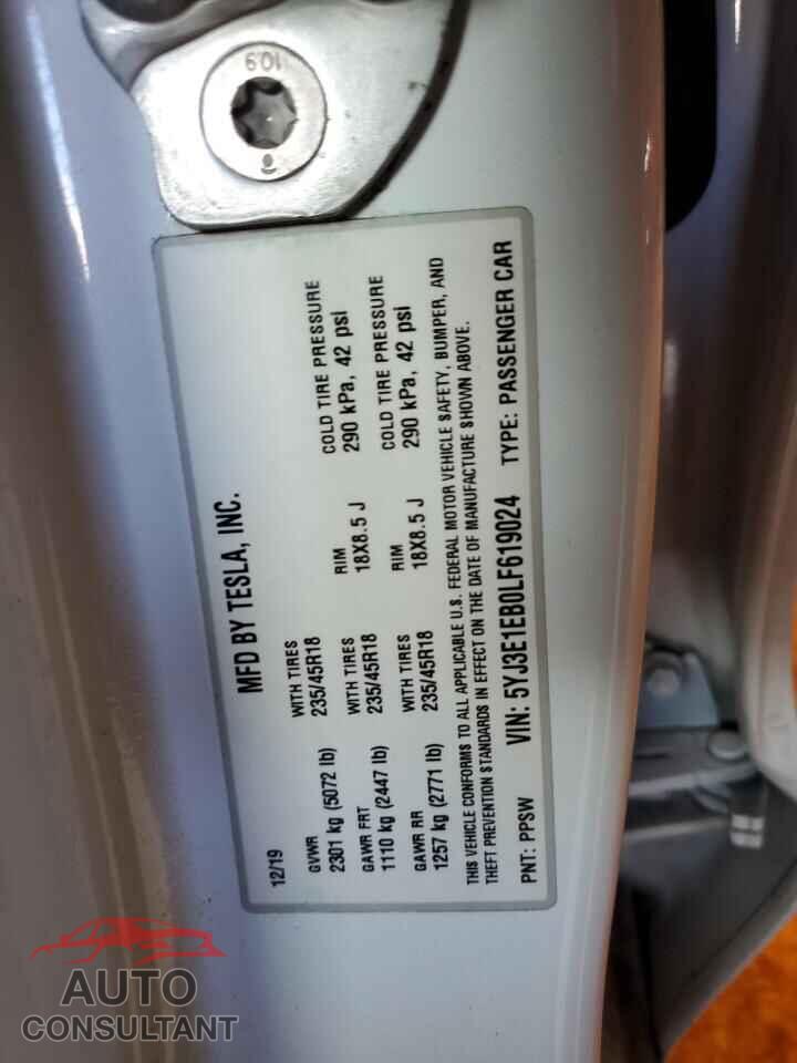 TESLA MODEL 3 2020 - 5YJ3E1EB0LF619024