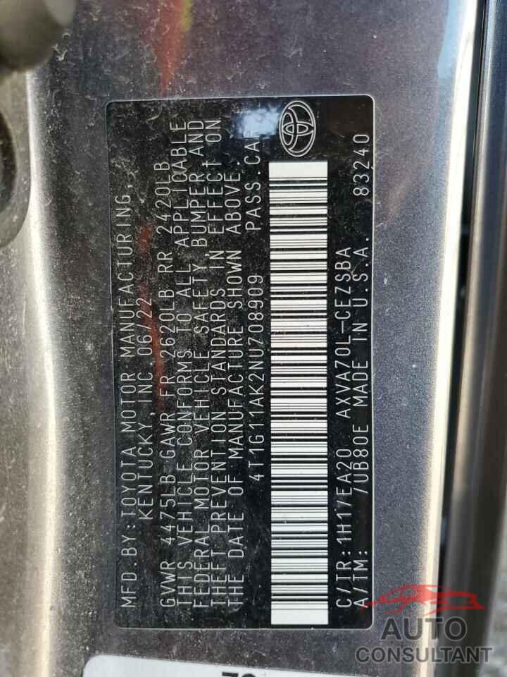 TOYOTA CAMRY 2022 - 4T1G11AK2NU708909