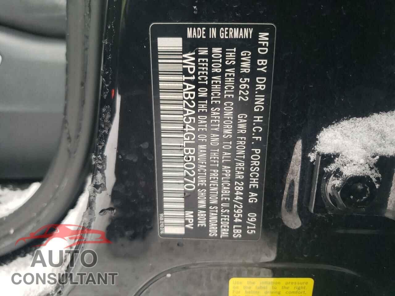 PORSCHE MACAN 2016 - WP1AB2A54GLB50270