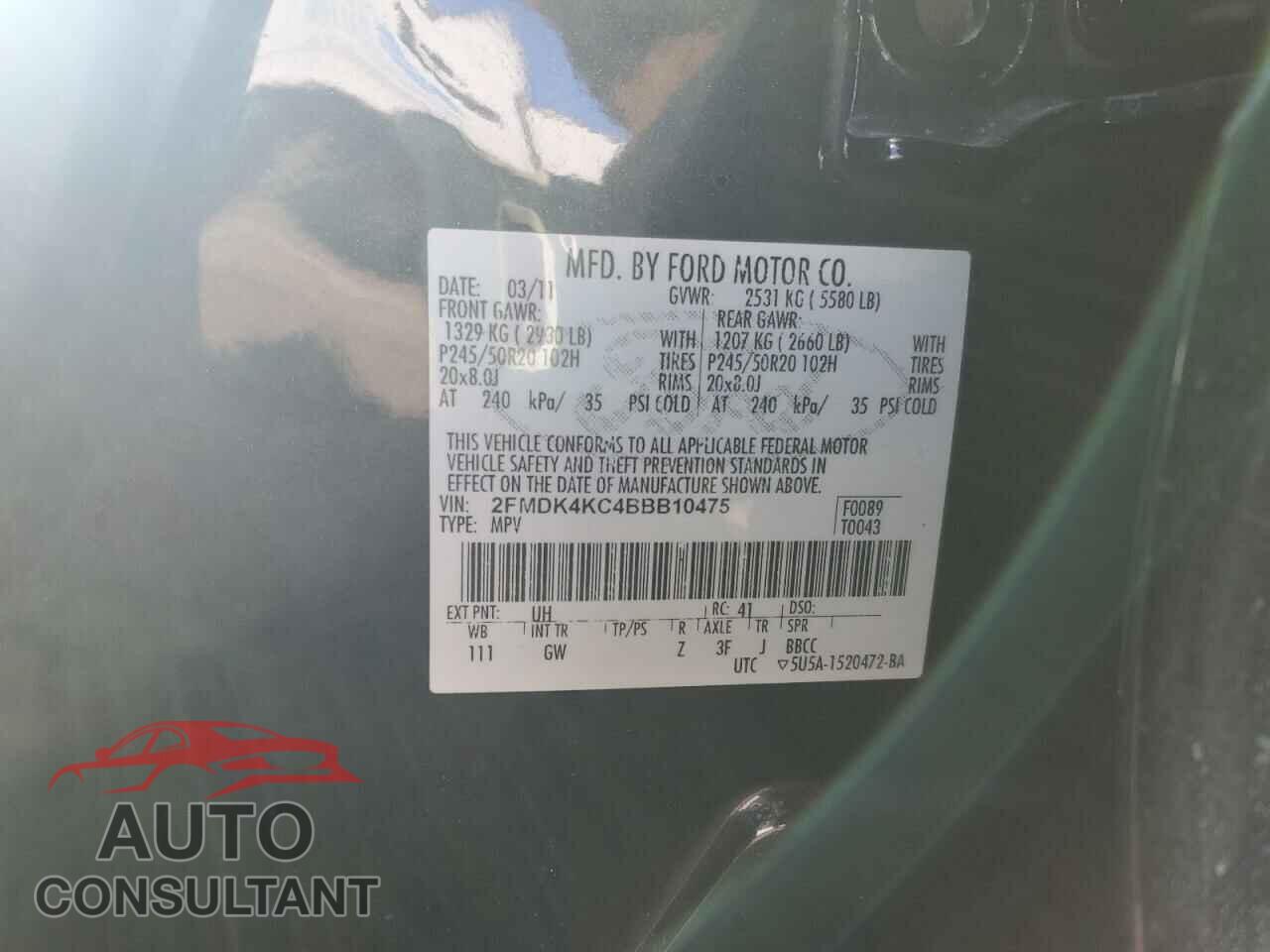 FORD EDGE 2011 - 2FMDK4KC4BBB10475