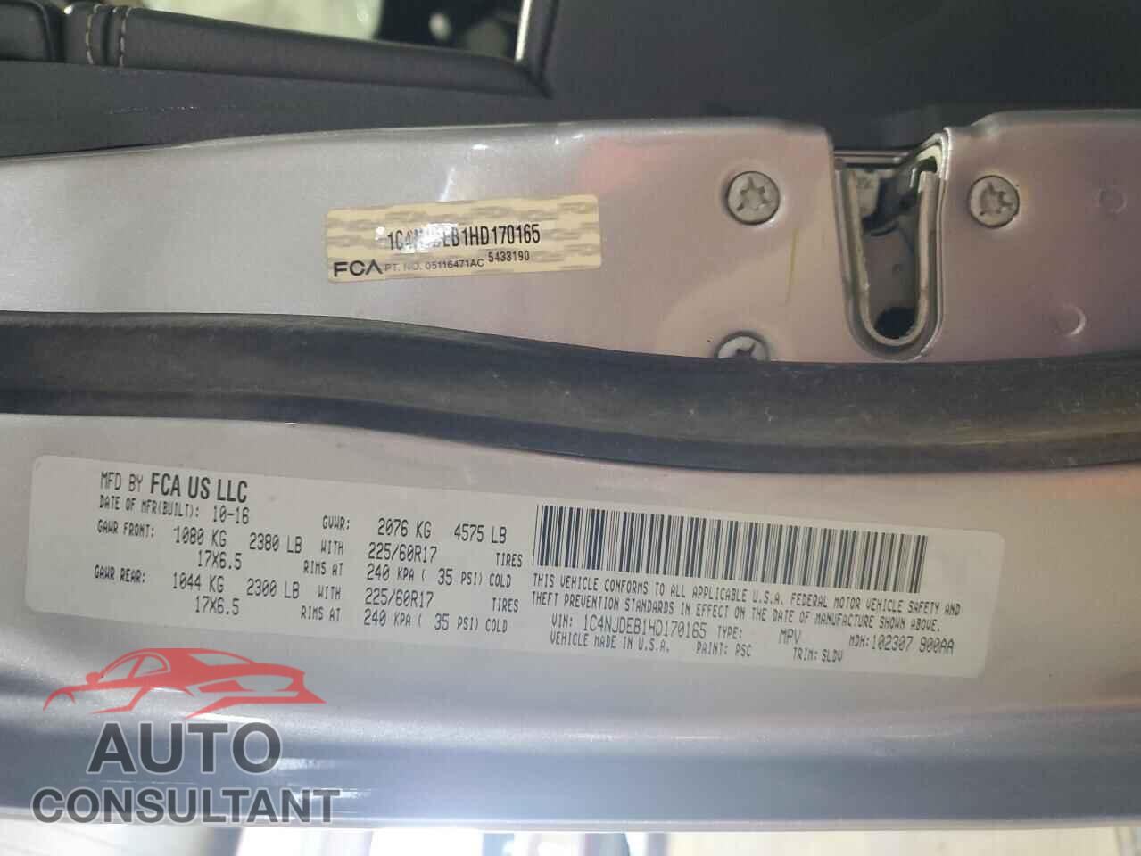 JEEP COMPASS 2017 - 1C4NJDEB1HD170165