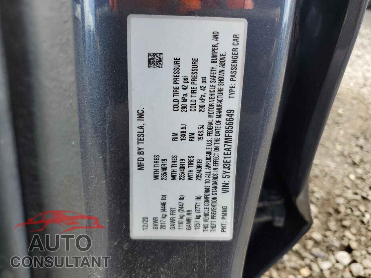 TESLA MODEL 3 2021 - 5YJ3E1EA7MF856649