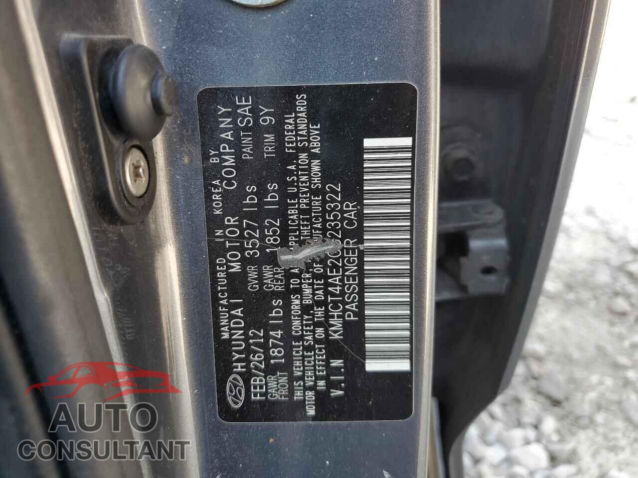 HYUNDAI ACCENT 2012 - KMHCT4AE2CU235322