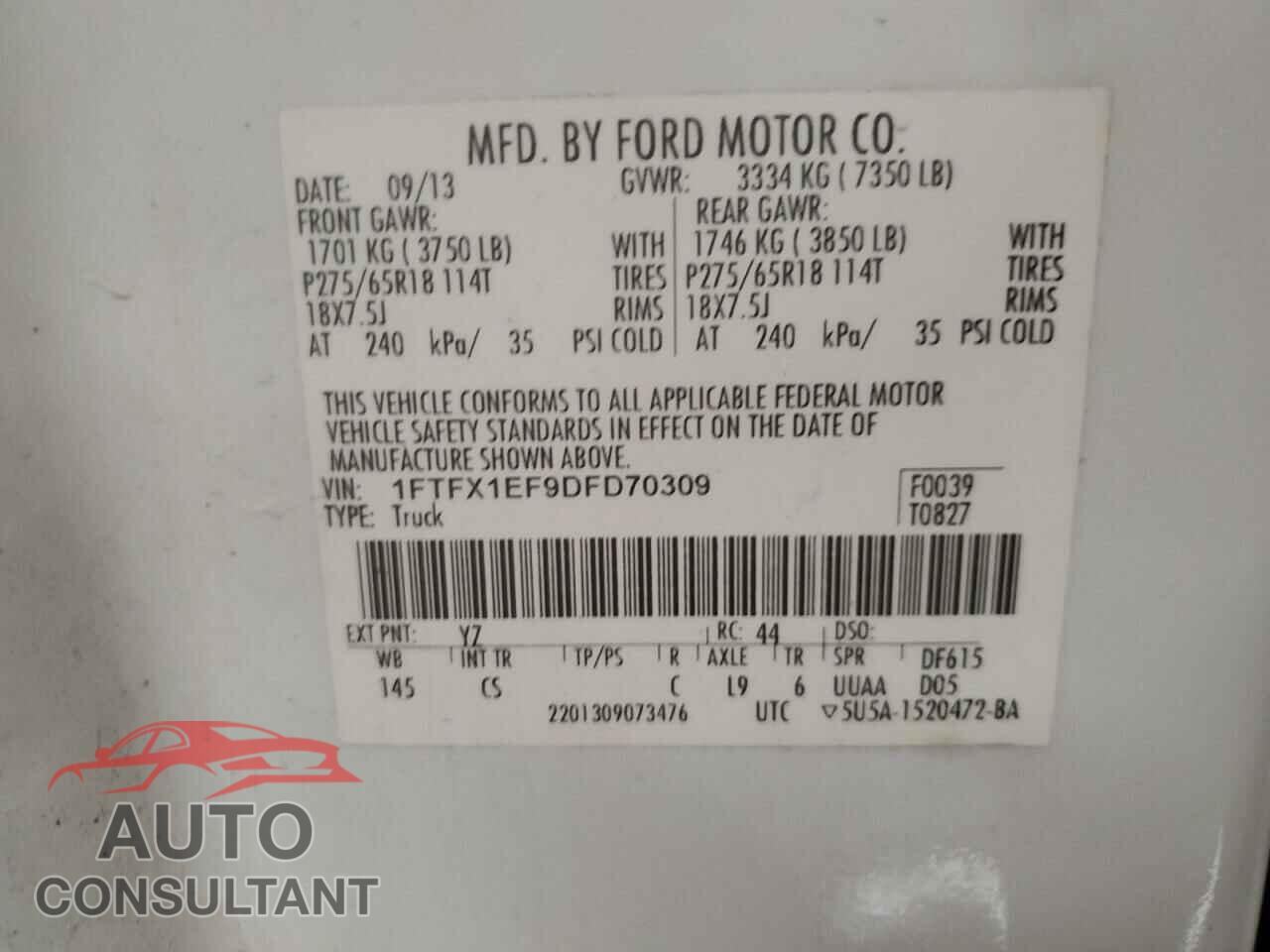 FORD F-150 2013 - 1FTFX1EF9DFD70309