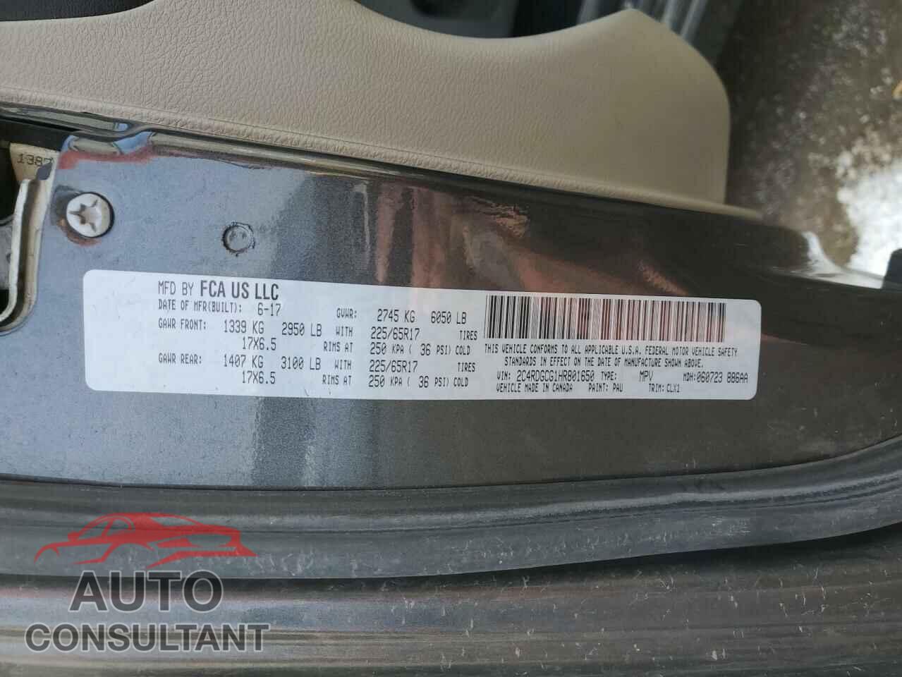 DODGE CARAVAN 2017 - 2C4RDGCG1HR801650