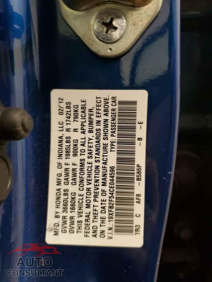 HONDA CIVIC 2012 - 19XFB2F54CE044596