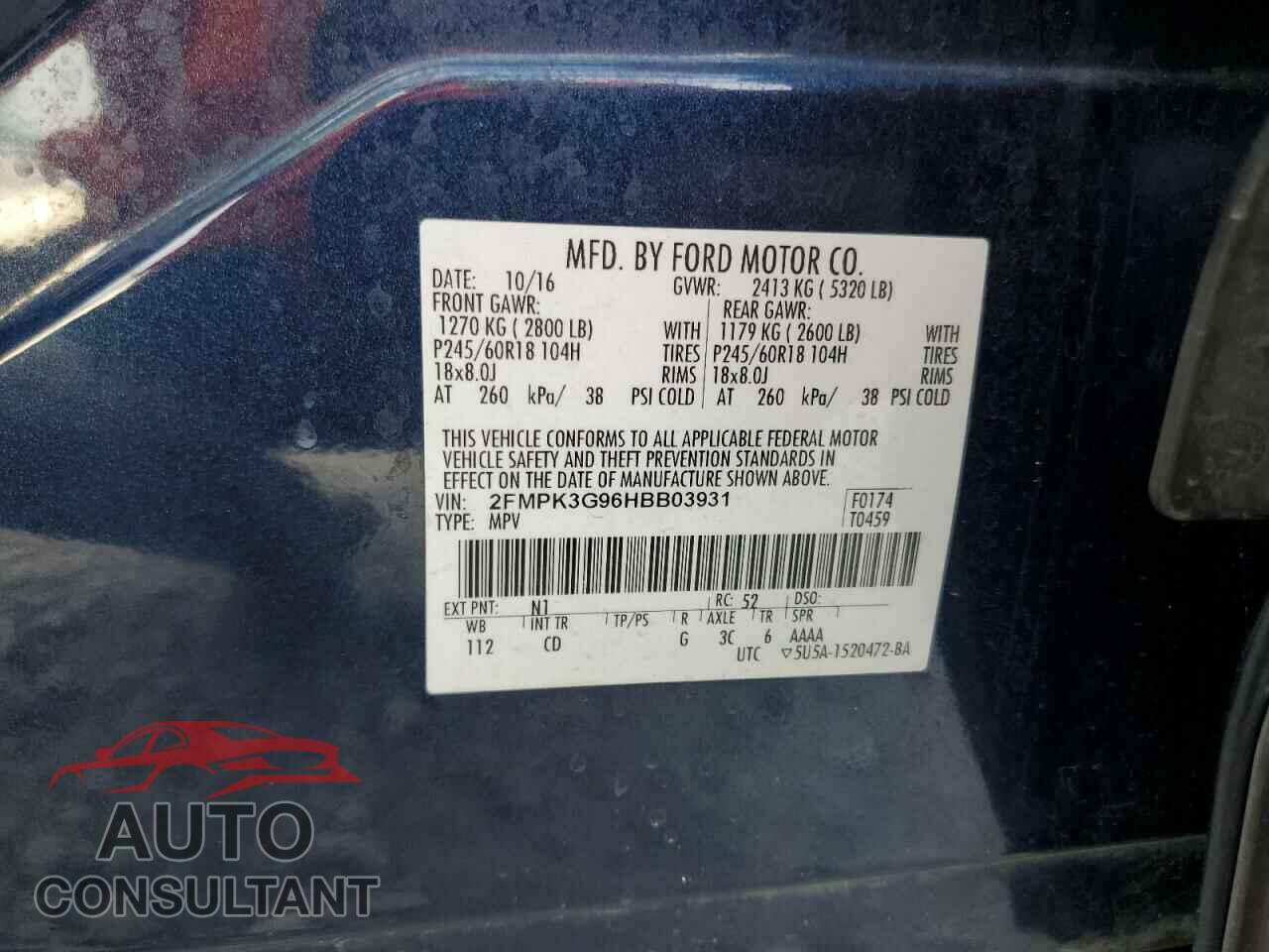 FORD EDGE 2017 - 2FMPK3G96HBB03931