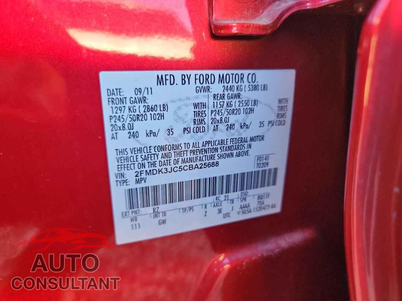 FORD EDGE 2012 - 2FMDK3JC5CBA25688
