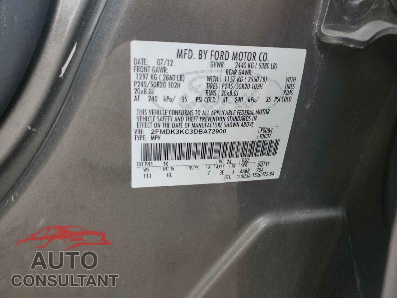 FORD EDGE 2013 - 2FMDK3KC3DBA72900