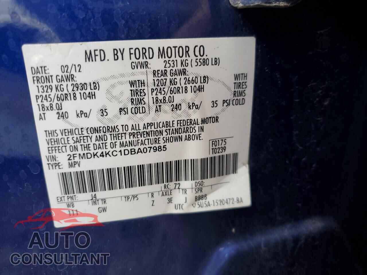 FORD EDGE 2013 - 2FMDK4KC1DBA07985