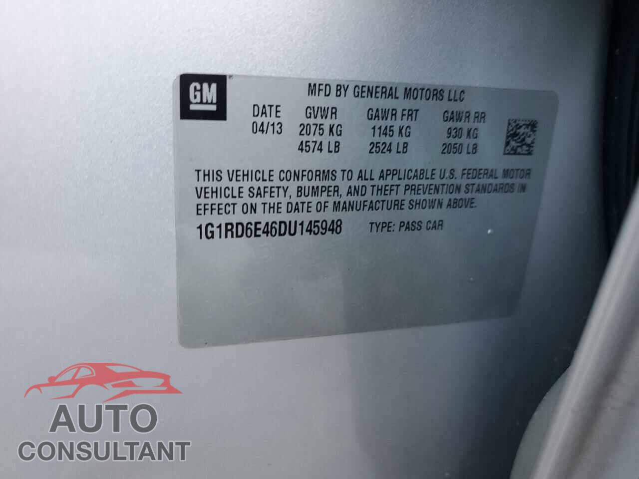 CHEVROLET VOLT 2013 - 1G1RD6E46DU145948