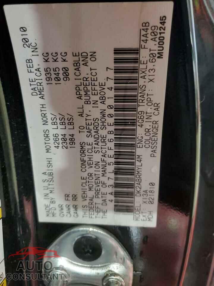 MITSUBISHI ECLIPSE 2011 - 4A37L5EF6BE001477