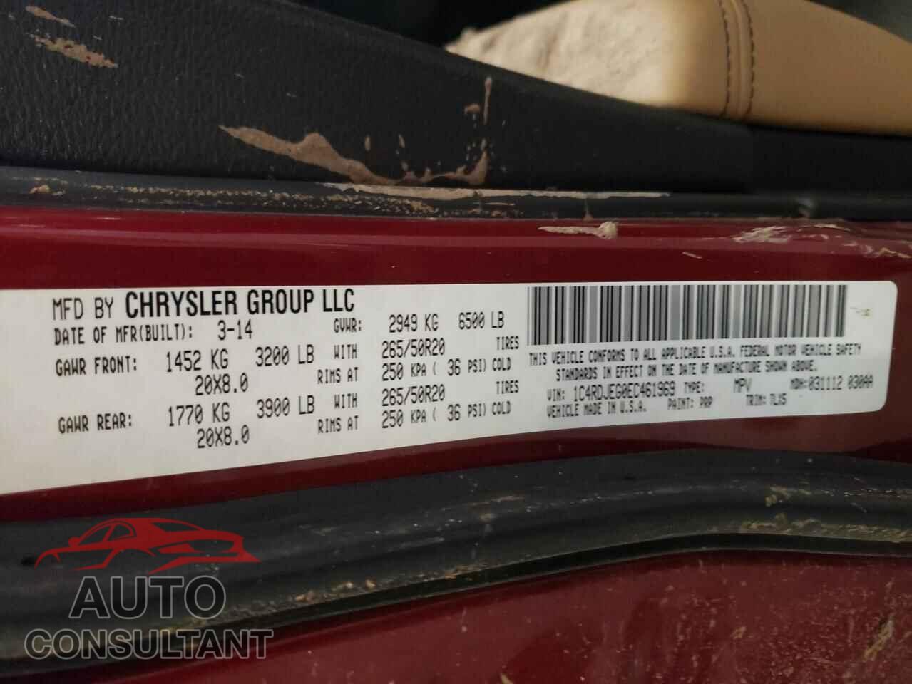 DODGE DURANGO 2014 - 1C4RDJEG0EC461969