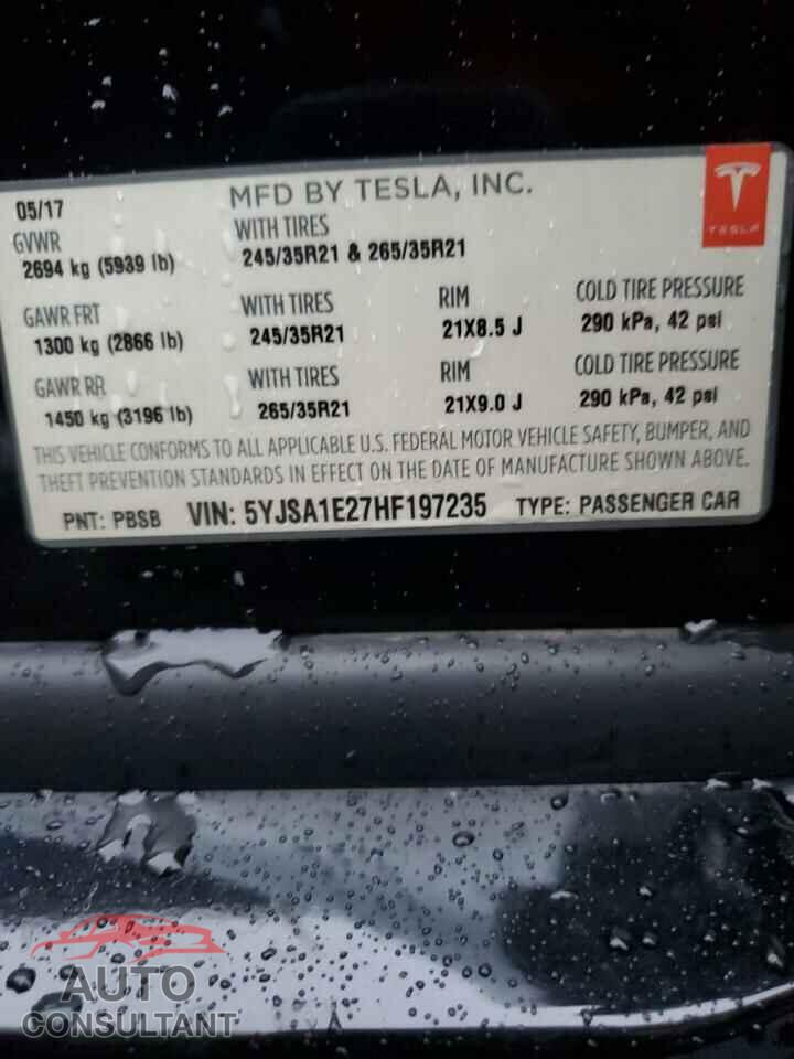 TESLA MODEL S 2017 - 5YJSA1E27HF197235