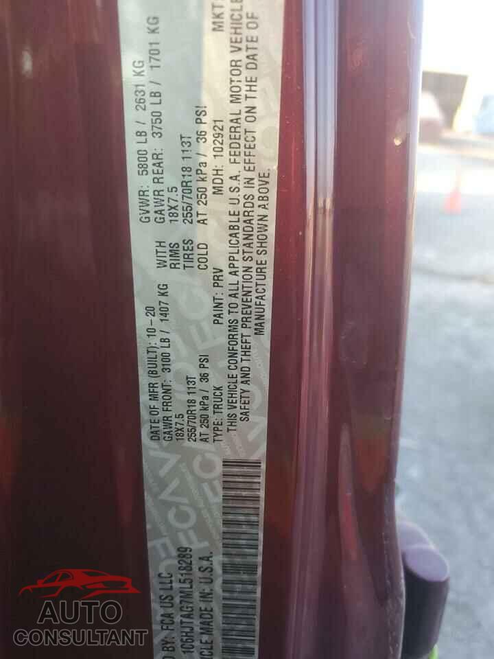 JEEP GLADIATOR 2021 - 1C6HJTAG7ML518289