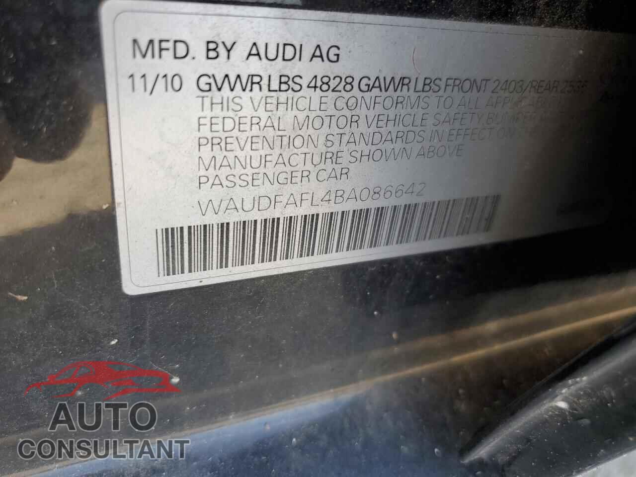 AUDI A4 2011 - WAUDFAFL4BA086642
