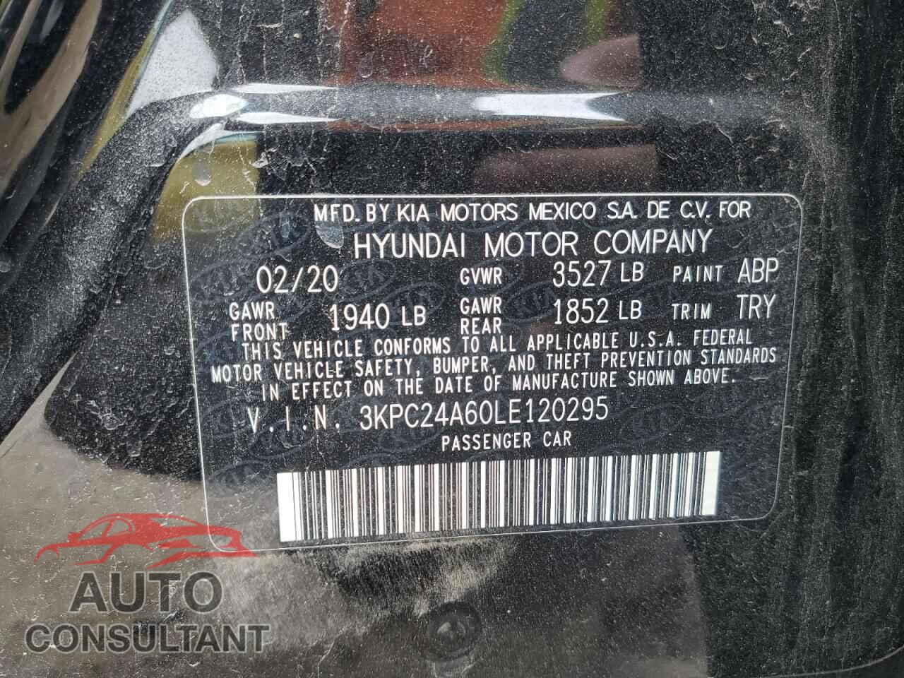 HYUNDAI ACCENT 2020 - 3KPC24A60LE120295