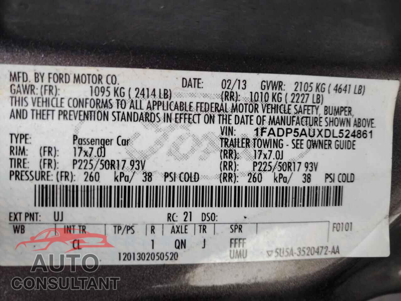 FORD CMAX 2013 - 1FADP5AUXDL524861