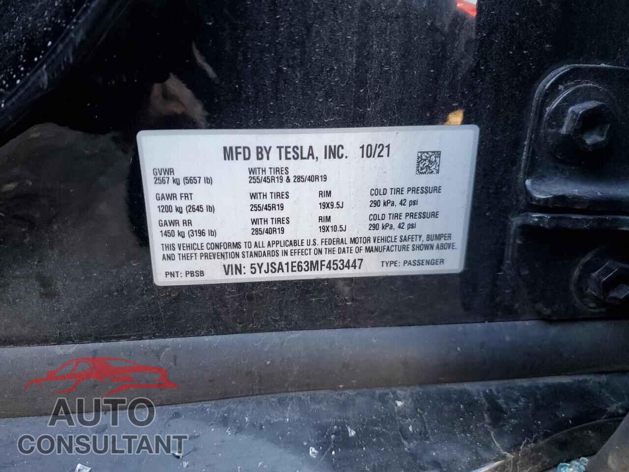 TESLA MODEL S 2021 - 5YJSA1E63MF453447