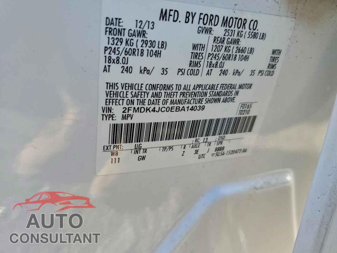 FORD EDGE 2014 - 2FMDK4JC0EBA14039
