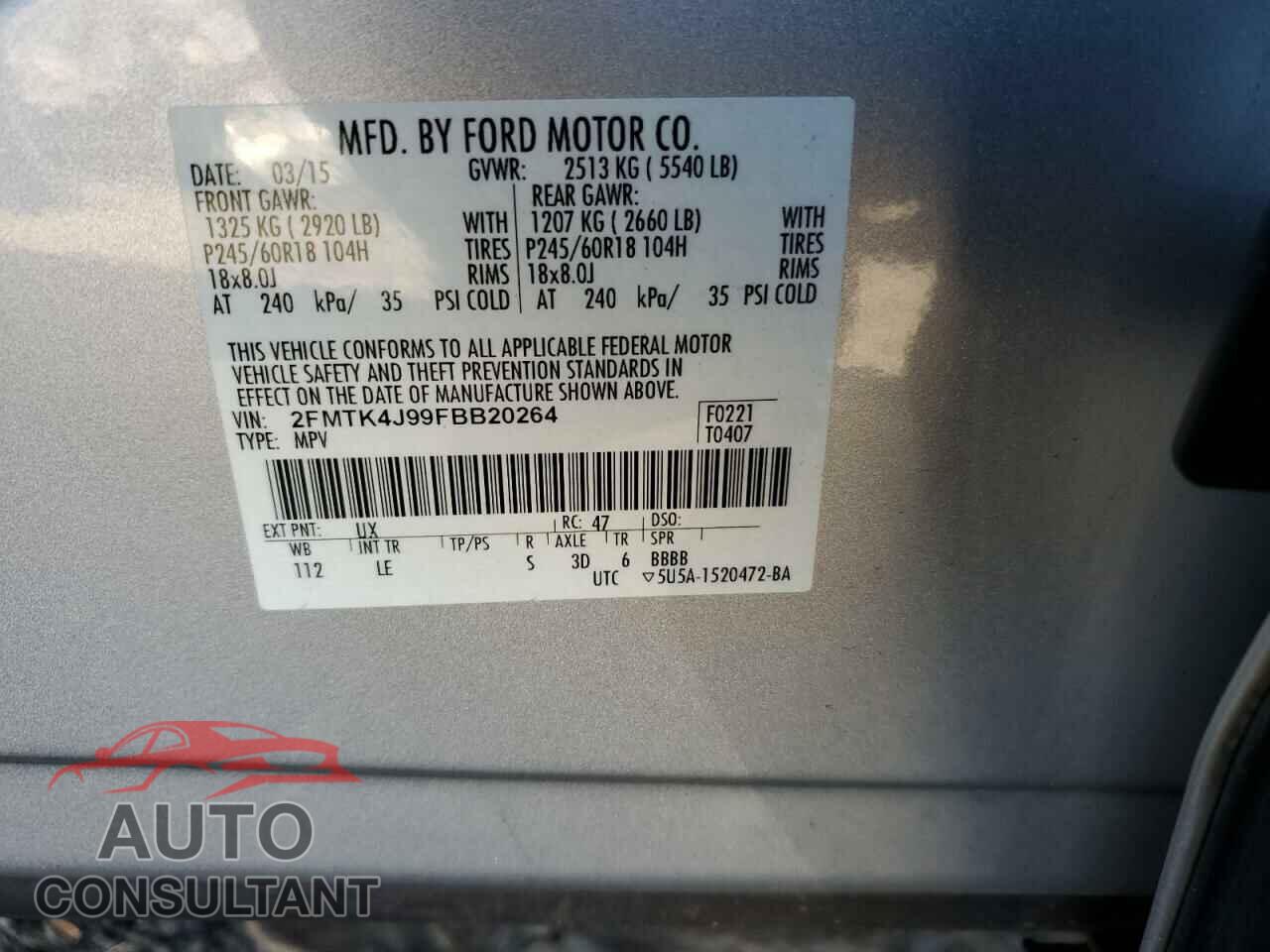 FORD EDGE 2015 - 2FMTK4J99FBB20264