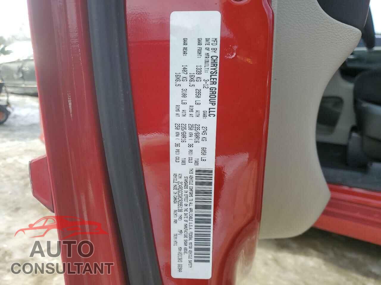 DODGE CARAVAN 2012 - 2C4RDGCG0CR295138