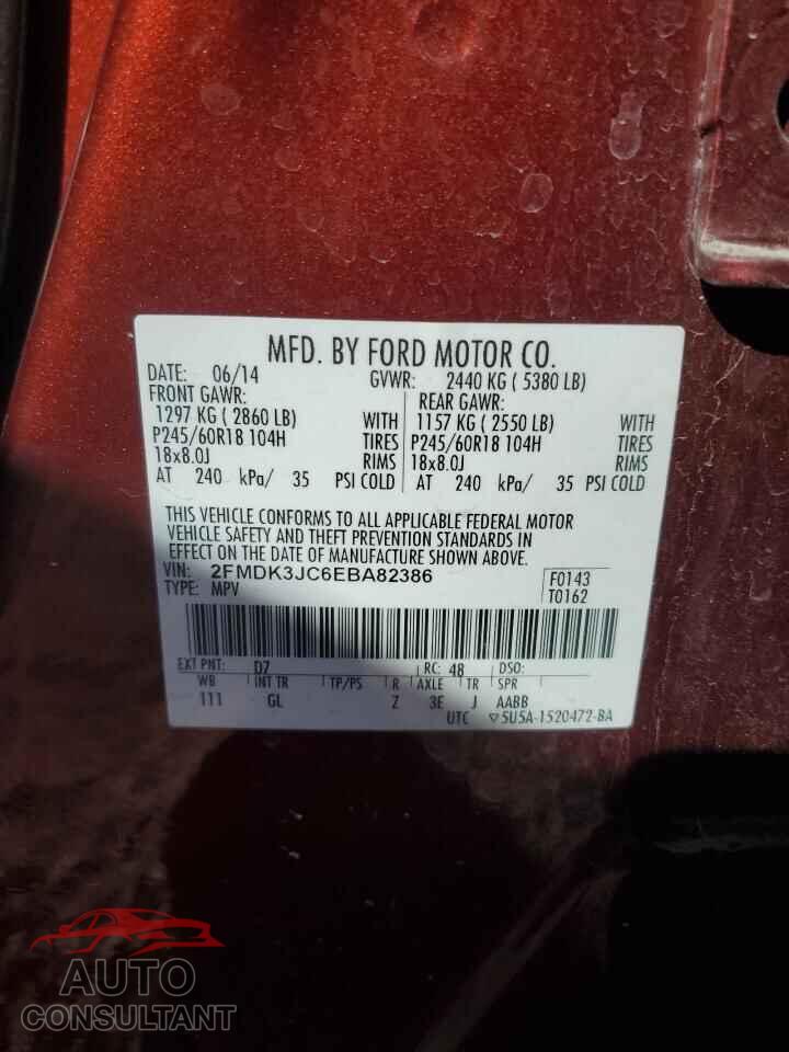 FORD EDGE 2014 - 2FMDK3JC6EBA82386