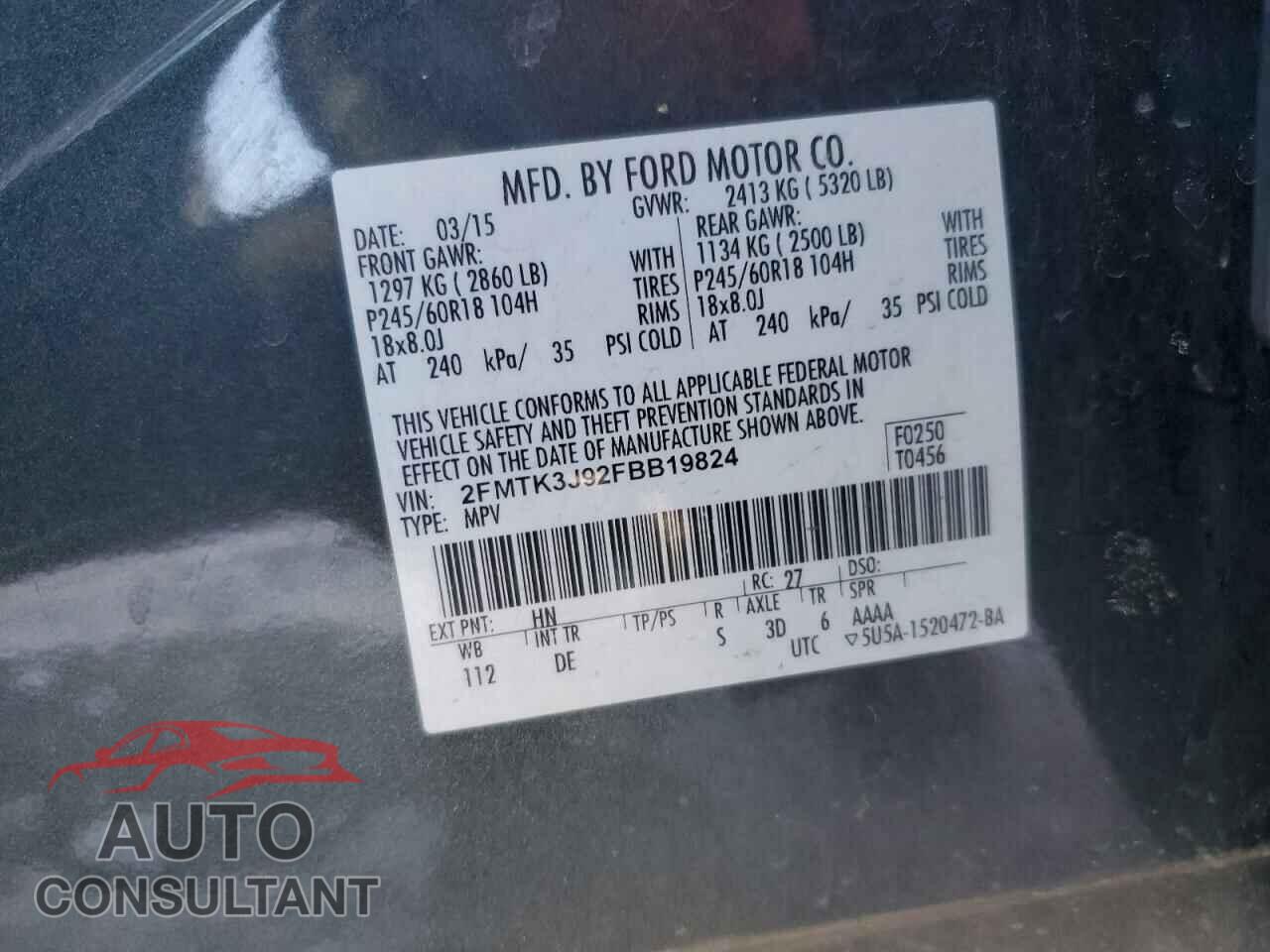 FORD EDGE 2015 - 2FMTK3J92FBB19824