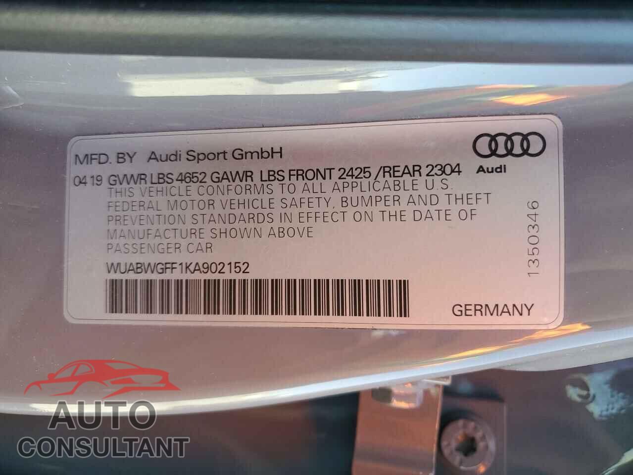 AUDI RS3 2019 - WUABWGFF1KA902152