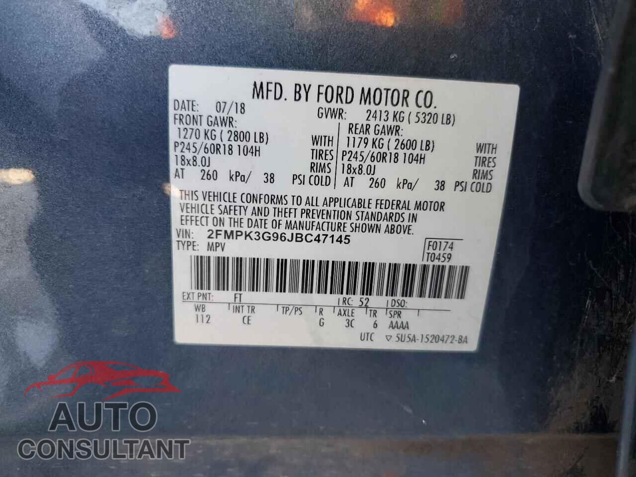 FORD EDGE 2018 - 2FMPK3G96JBC47145