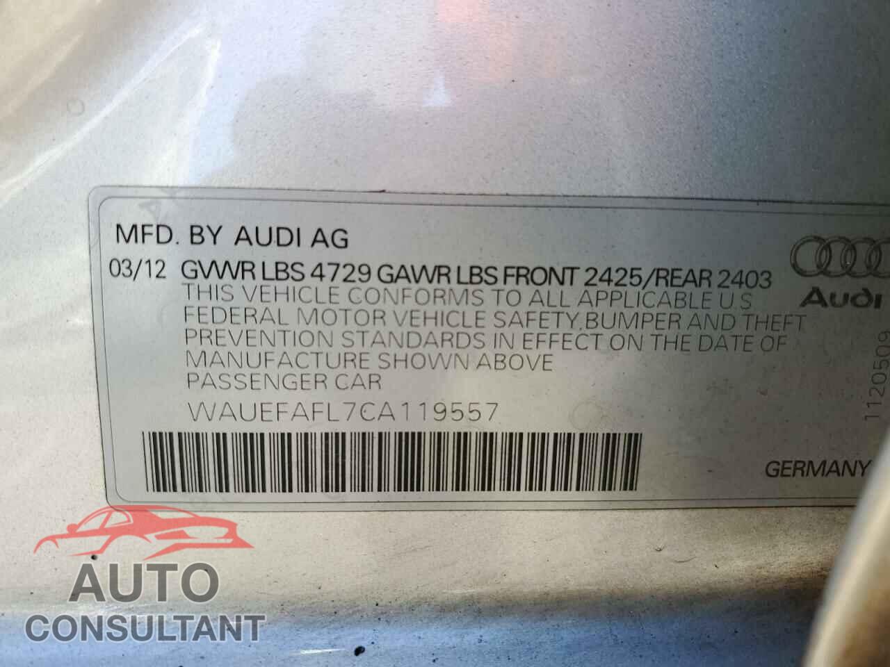 AUDI A4 2012 - WAUEFAFL7CA119557