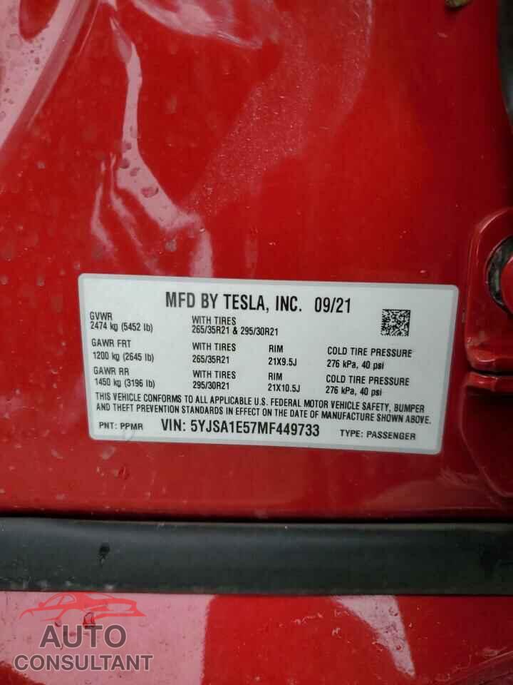 TESLA MODEL S 2021 - 5YJSA1E57MF449733